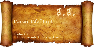 Baron Bálint névjegykártya